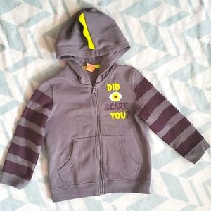 Like New "Did Eye Scare You" Gray Unisex Zip Hoodie, 4T Halloween